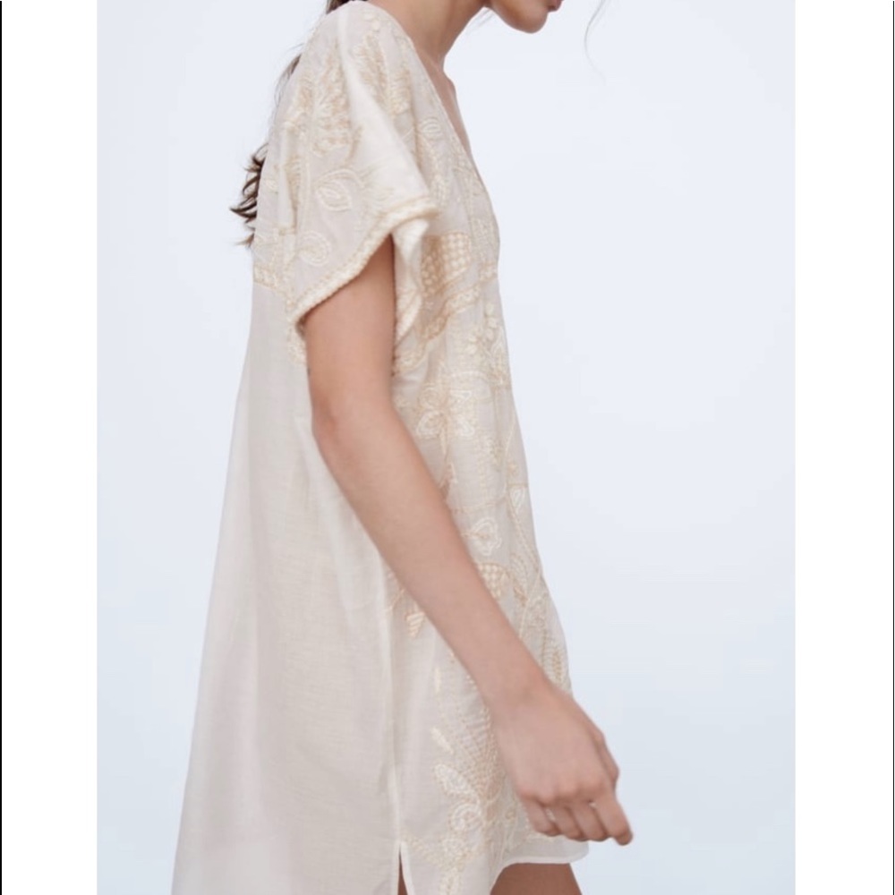Zara embroidery flowy cotton dress - Picture 9 of 9